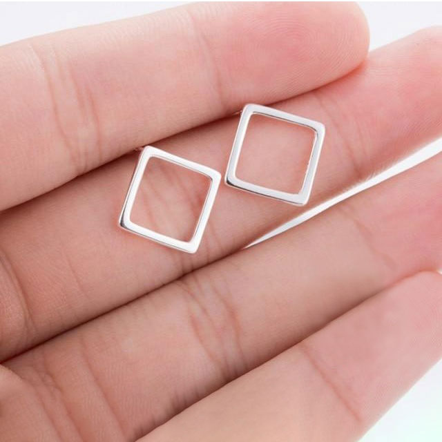 [Simple] 925 Silver Square Earrings 純銀簡約四方耳環