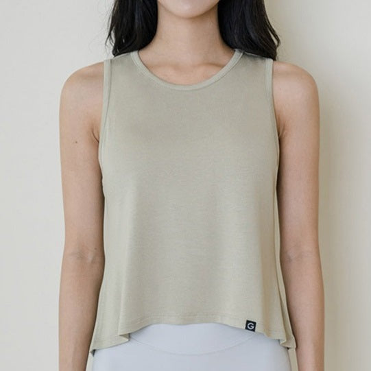 [New] Plain Cropped Sleeveless 純色荷葉擺無袖上衣