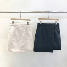 將圖片載入圖庫檢視器 [NEW] High Waist Skirt 氣質假鈕高腰短裙
